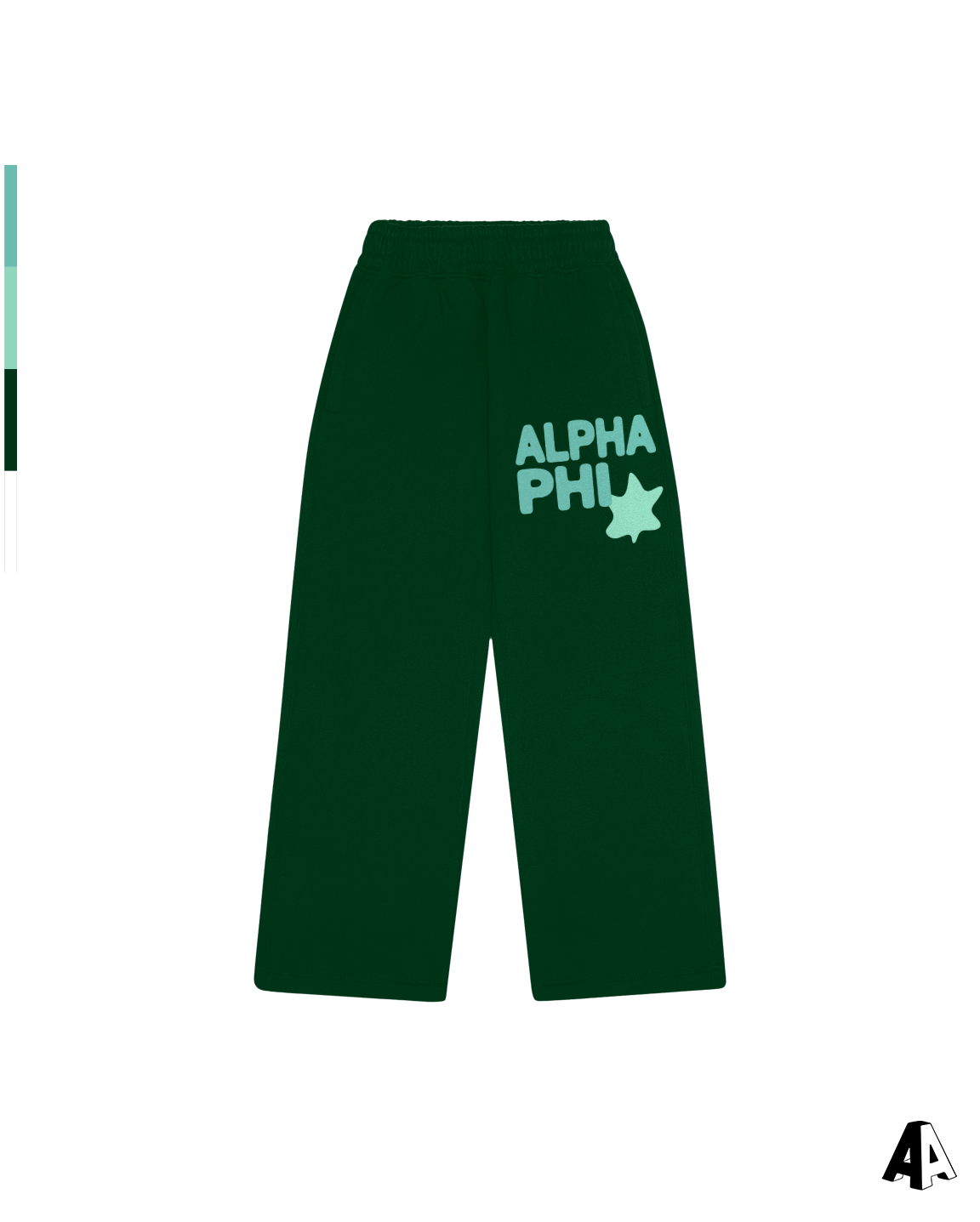 Free Spirit Forest Green Sweatpants - Alpha Phi - front