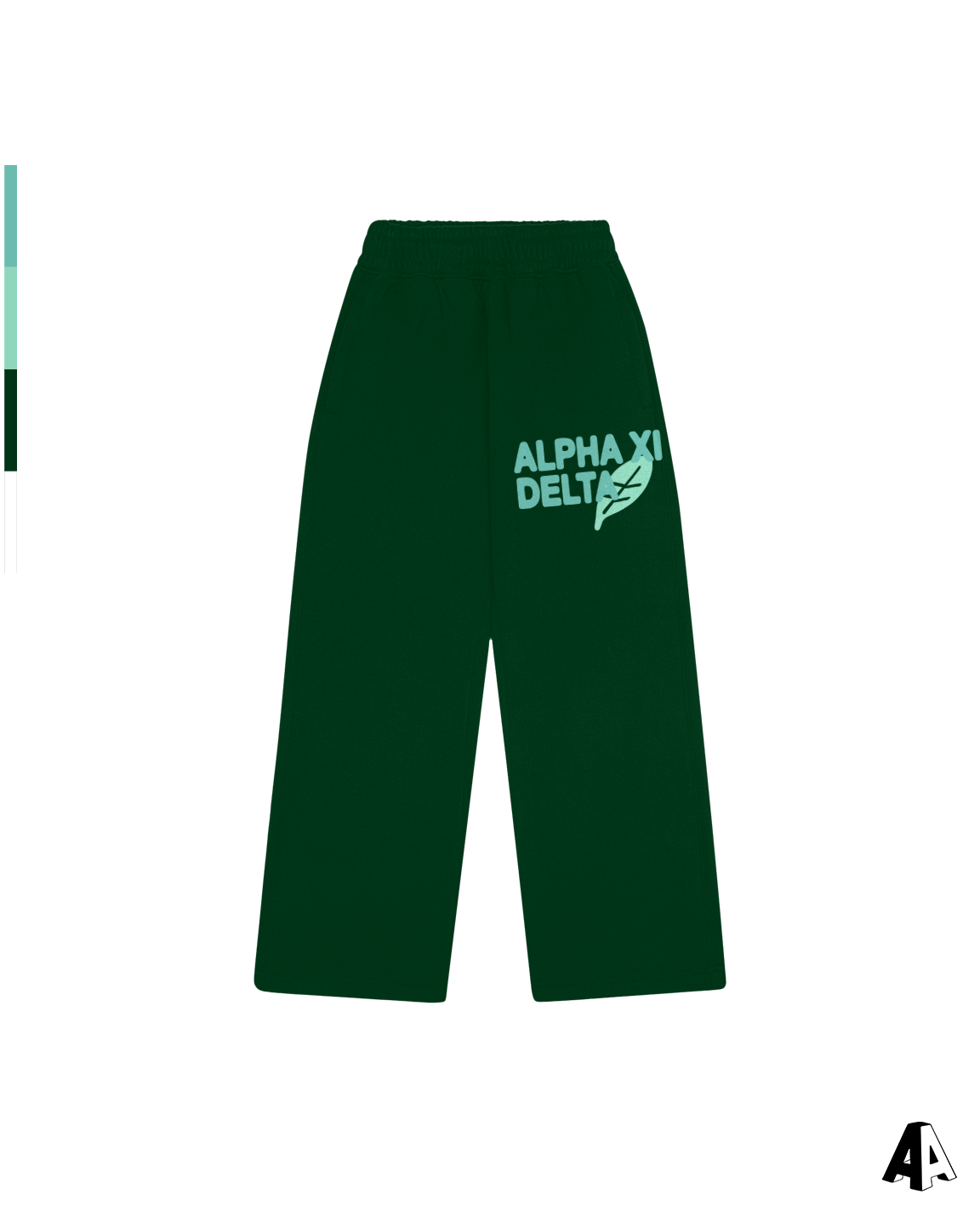 Free Spirit Forest Green Sweatpants - Alpha Xi Delta - front