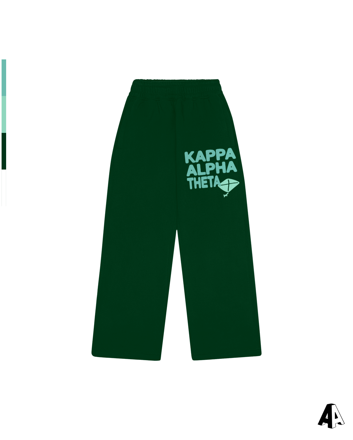 Free Spirit Forest Green Sweatpants - Kappa Alpha Theta - front