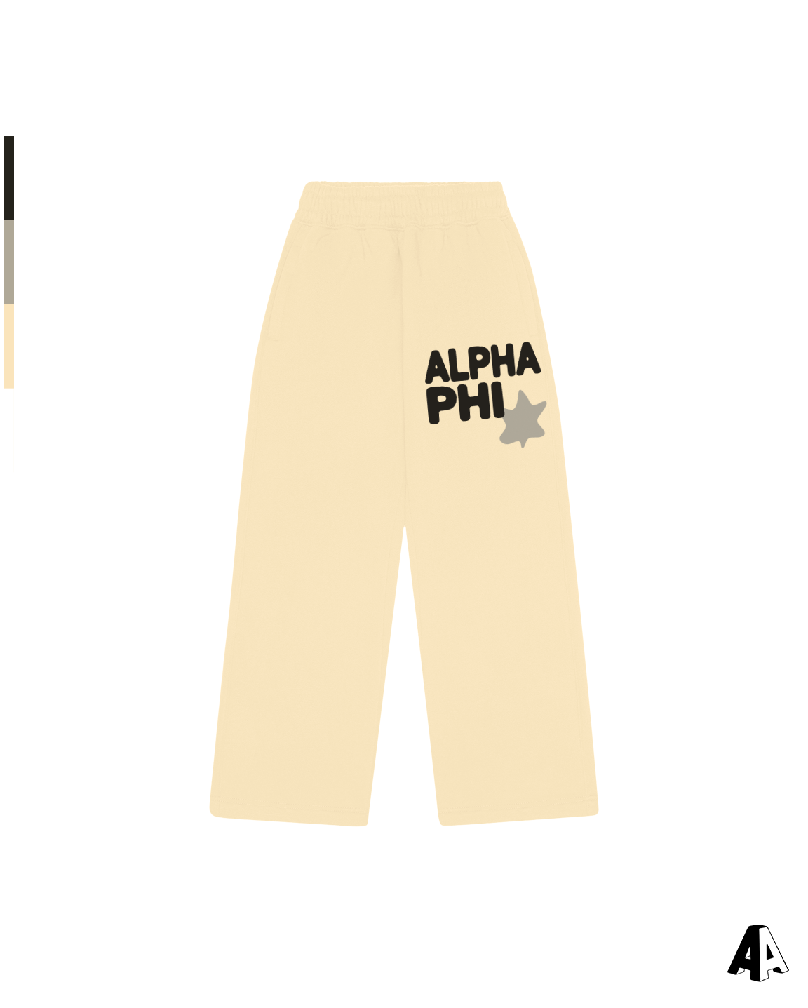 Free Spirit Light Yellow Sweatpants - Alpha Phi - front