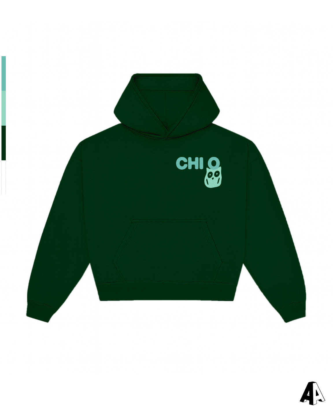 Free Spirit Forest Green Hoodie - Chi Omega - front