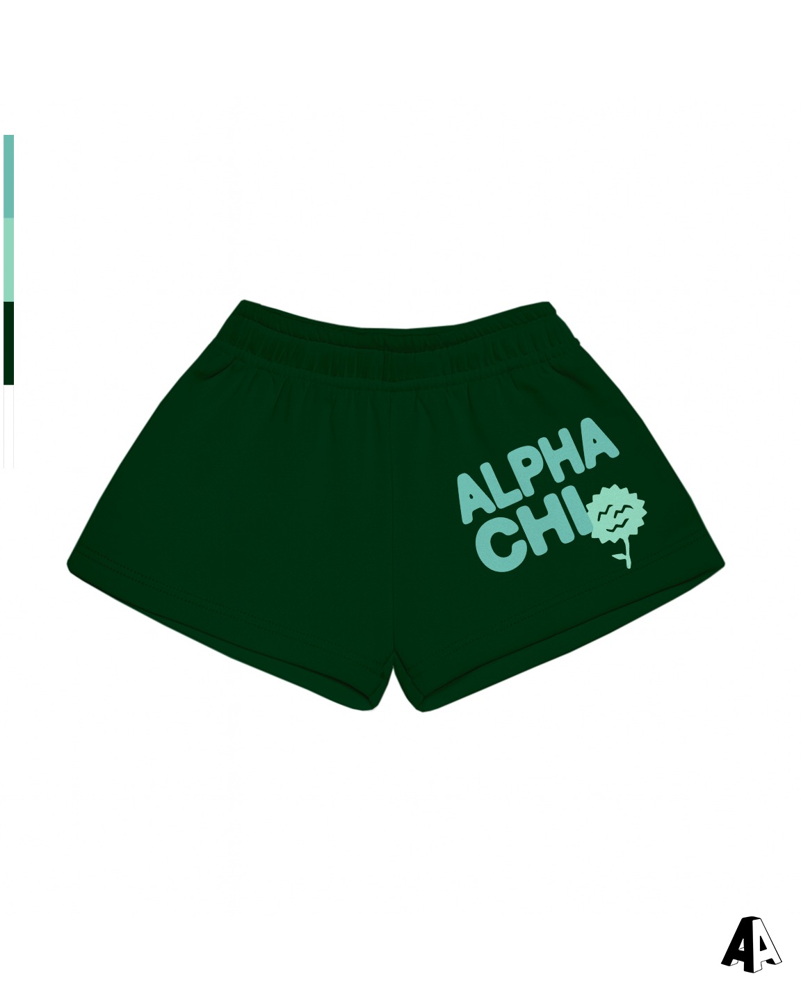 Free Spirit Forest Green Shorts - Alpha Chi Omega - front