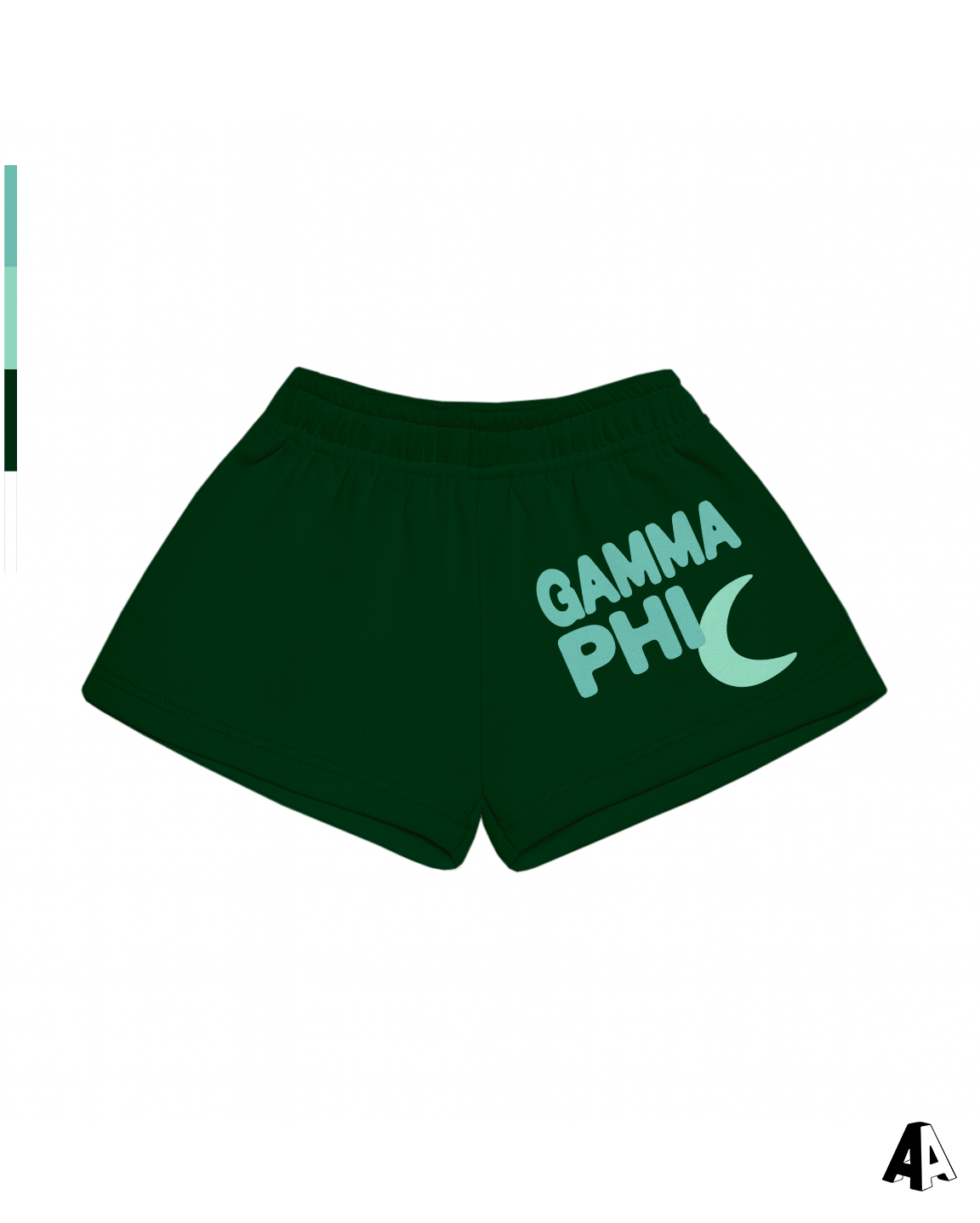 Free Spirit Forest Green Shorts - Gamma Phi Beta - front